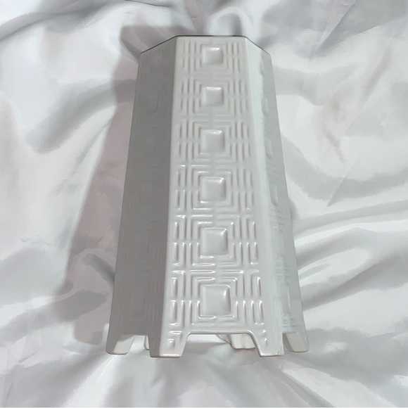 Jonathan Adler Other - JONATHAN ADLER large/tall footed HEXAGON VASE white MCM glazed ceramic